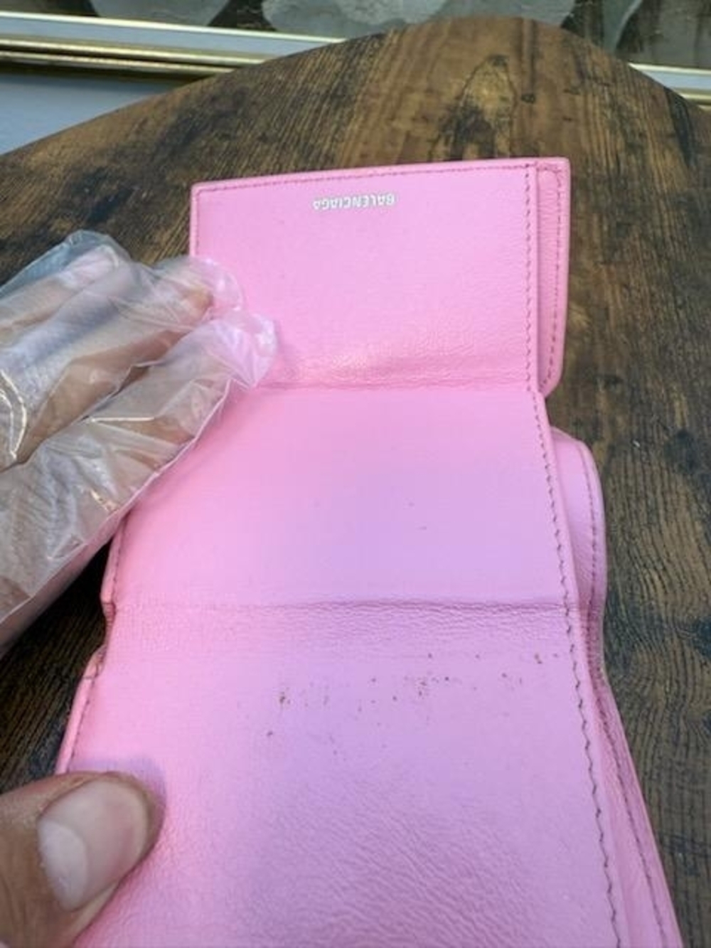 Balenciaga Pink Pebbled Leather Wallet - Picture 7 of 12